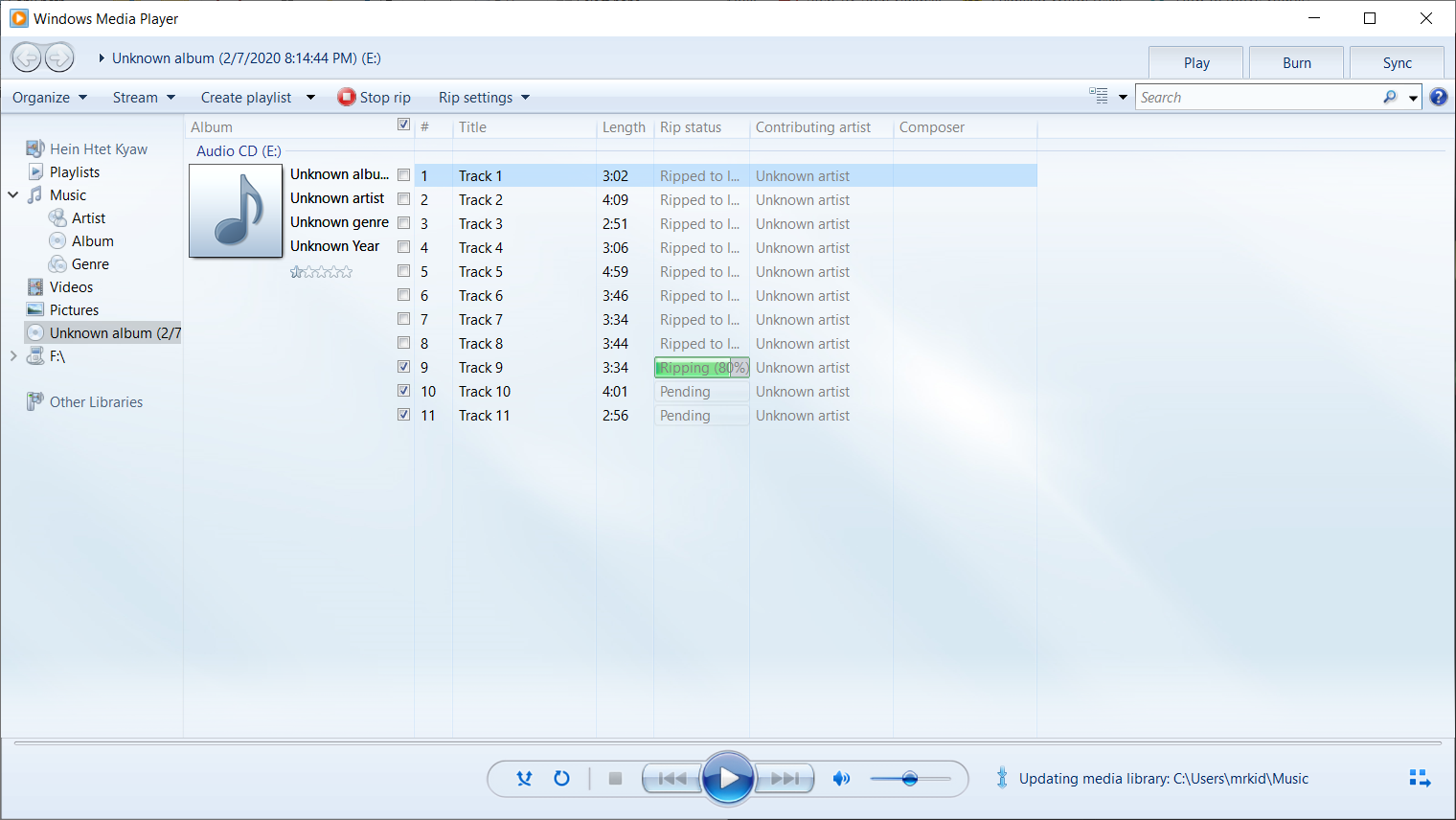 Ripping files in CD Disk Ripping files in CD Disk